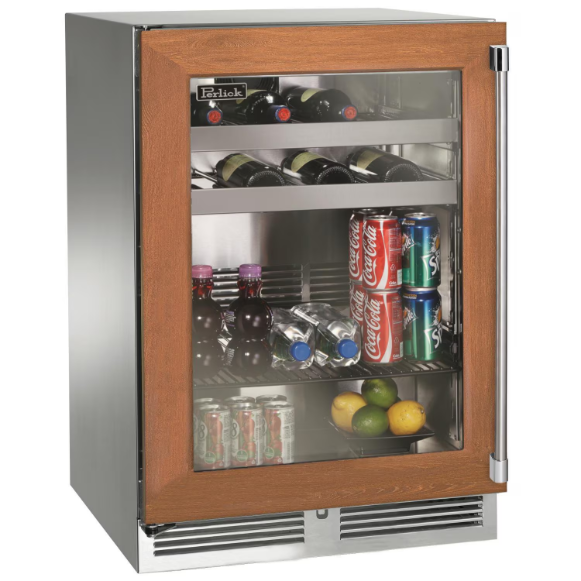 duttpack-39826 Perlick 24-Inch Signature Series Marine & Coastal Series Stainless Steel Panel Ready Glass Door Outdoor Beverage Center - Left Hinge - HP24BM-4-4L - Image 1