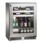 Perlick 24-Inch Signature Series Shallow Depth Marine & Coastal Series Stainless Steel Glass Door Outdoor Beverage Center - Right Hinge - HH24BM-4-3R