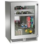 Perlick 24-Inch Signature Series Shallow Depth Marine & Coastal Series Stainless Steel Glass Door Outdoor Beverage Center - Left Hinge - HH24BM-4-3L