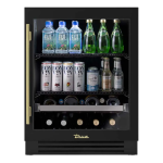 True ADA Height 24 Inch 105 Can 12 Bottle Right Hinge Glass Door Outdoor Beverage Center - Matte Black w/ Brass Handle - TUBADA-24-RG-A~027-H01