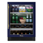 True 24 Inch 147 Can 13 Bottle Right Hinge Glass Door Outdoor Beverage Center - Cobalt w/ Brass Handle - TBC-24-R-OG-C~DSK-078-H01