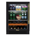 True 24 Inch 147 Can 13 Bottle Left Hinge Glass Door Outdoor Beverage Center - Matte Black w/ Brass Handle - TBC-24-L-OG-C~DSK-027-H01