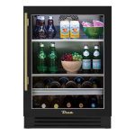True 24 Inch 147 Can 13 Bottle Right Hinge Glass Door Outdoor Beverage Center - Matte Black w/ Brass Handle - TBC-24-R-OG-C~DSK-027-H01