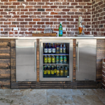 True ADA Height 15 Inch 75 Lb. Right Hinge Outdoor Ice Maker - Cobalt w/ Brass Handle - TUIADA-15-RS-A~078-H01 - Image 2