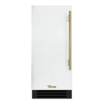 True 15 Inch 85 Lb. Left Hinge Outdoor Ice Maker - Matte White w/ Brass Handle - TUI-15-L-OP-D~DSK-030-H01