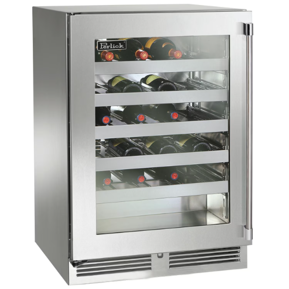 duttpack-40391 Perlick 24-Inch Signature Series Shallow Depth Stainless Steel Glass Door Outdoor Wine Reserve - Left Hinged - HH24WO-4-3L - Image 1