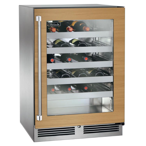 duttpack-40392 Perlick 24-Inch Signature Series Shallow Depth Stainless Steel Panel Ready Glass Door Outdoor Wine Reserve - Right Hinged w/ Door Lock - HH24WO-4-4RL - Image 1