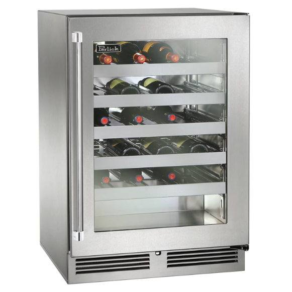 duttpack-40433 Perlick 24-Inch Signature Series Stainless Steel Glass Door Outdoor Wine Reserve - Right Hinged - HP24WO-4-3R - Image 1