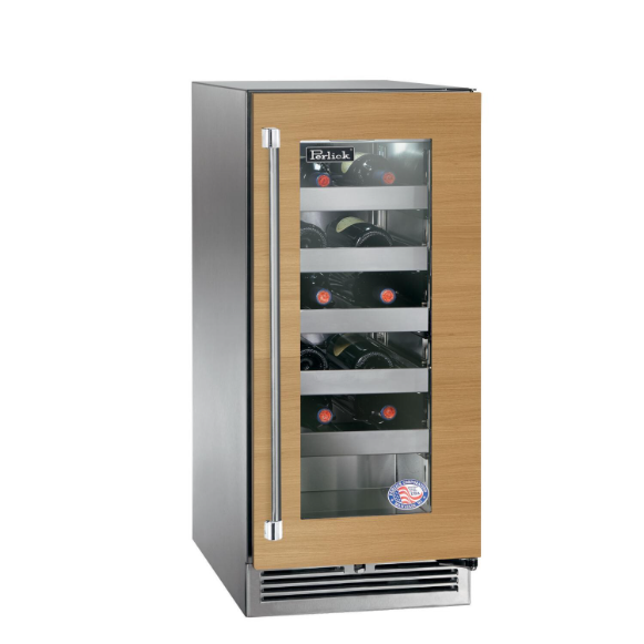 duttpack-40444 Perlick 15-Inch Signature Series Stainless Steel Panel Ready Glass Door Outdoor Wine Reserve w/ Door Lock - Right Hinged - HP15WO-4-4RL - Image 1