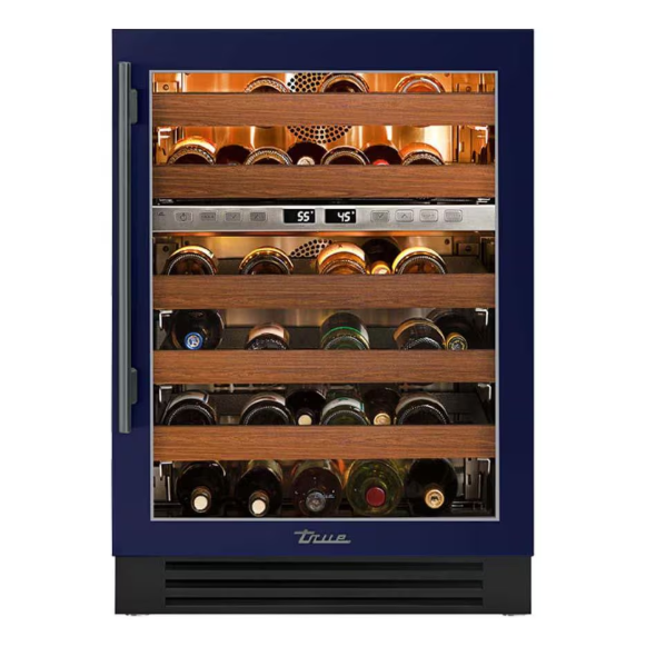 duttpack-40575 True 24 Inch 45 Bottle Right Hinge Glass Door Outdoor Dual Zone Wine Cabinet - Cobalt w/ Pewter Handle - TWC-24DZ-R-OG-C~DSK-078-H05 - Image 1