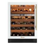 True 24 Inch 45 Bottle Left Hinge Glass Door Outdoor Dual Zone  Wine Cabinet - Matte White w/ Brass Handle - TWC-24DZ-L-OG-C~DSK-030-H01