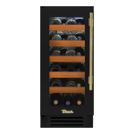 True 15 Inch 23 Bottle Left Hinge Glass Door Outdoor Wine Cabinet - Matte Black w/ Brass Handle - TWC-15-L-OG-C~DSK-027-H01