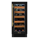 True 15 Inch 23 Bottle Right Hinge Glass Door Outdoor Wine Cabinet - Matte Black w/ Brass Handle - TWC-15-R-OG-C~DSK-027-H01