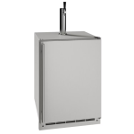U-Line 24-Inch 5.5 Cu. Ft. Outdoor Rated Kegerator w/ Single Tap Tower Kit - Stainless Steel - UOKR124-SS01A