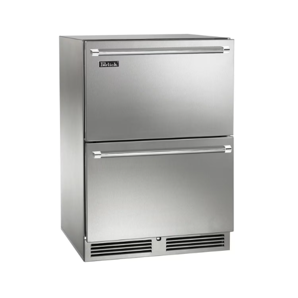 duttpack-41144 Perlick 24-Inch Signature Series Marine & Coastal Series Stainless Steel Outdoor Freezer Drawers W/ Door Lock- HP24FM-4-5DL - Image 1