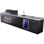 Mont Alpi Black Series 13 Ft Propane Outdoor Kitchen Island w/ 44-in Grill, Side Burner, Beverage Center & Extra Door - MAi805-BSSBEVXL - Image 5