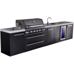 Mont Alpi Black Series 13 Ft Propane Outdoor Kitchen Island w/ 44-in Grill, Side Burner, Beverage Center & Extra Door - MAi805-BSSBEVXL - Image 6