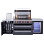 Mont Alpi Black Series 8 Ft Natural Gas Outdoor Kitchen Island w/ Side Burner & Fridge (Ships Propane w/ Conversion Kit) - Image 3