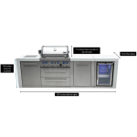 Mont Alpi Deluxe Series 9 Ft Propane Outdoor Kitchen Island w/ Side Burner & Refrigerator - Image 4