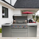 Mont Alpi Original Series 8 Ft Natural Gas Outdoor Kitchen Island w/ Side Burner (Ships Propane w/ Conversion Kit) - Image 5