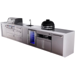 Mont Alpi Deluxe Series 14 Ft Natural Gas Outdoor Kitchen Island w/ 32-in Grill, Side Burner, Beverage Center, Kamado Module & Triple Drawer (Ships Propane w/ Conversion Kit) - Image 4