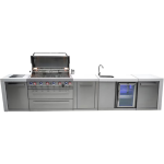 Mont Alpi Deluxe Series 13 Ft Propane Outdoor Kitchen Island w/ 44-in Grill, Side Burner, Beverage Center & Extra Door - MAi805-DBEVXL