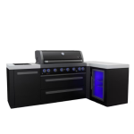 Mont Alpi Black Series 8.5 Ft L-Shaped Natural Gas Outdoor Kitchen Island w/ Side Burner & Fridge (Ships Propane w/ Conversion Kit)