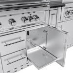 Sunstone Grills Hill Country 13 1/2 Ft Outdoor Kitchen Island w/ Propane Grill & Side Burner, Sink, Refrigerator, Door & Drawer - Image 18