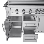 Sunstone Grills Hill Country 13 1/2 Ft Outdoor Kitchen Island w/ Propane Grill & Side Burner, Sink, Refrigerator, Door & Drawer - Image 19