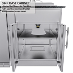 Sunstone Grills Dallas 14 Ft Outdoor Kitchen Island w/ Propane Grill & Side Burner, Sink, Refrigerator, Trash Bin, Door & Drawer - Image 3