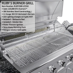 Sunstone Grills French Quarter 13 1/2 Ft Outdoor Kitchen Island w/ Propane Grill & Side Burner, Sink, Refrigerator, Door & Drawer