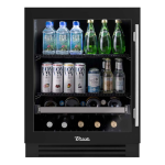 True ADA Height 24 Inch 105 Can 12 Bottle Left Hinge Glass Door Outdoor Beverage Center - Matte Black w/ Stainless Steel Handle - TUBADA-24-LG-A~027-H04