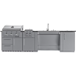 Sunstone Grills Summit 10 Ft Outdoor Kitchen Island w/ Propane Grill & Side Burner, Sink, Door & Drawer