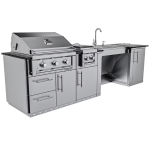 Sunstone Grills Summit 10 Ft Outdoor Kitchen Island w/ Propane Grill & Side Burner, Sink, Door & Drawer - Image 10