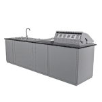 Sunstone Grills Summit 10 Ft Outdoor Kitchen Island w/ Propane Grill & Side Burner, Sink, Door & Drawer - Image 12