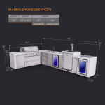 Mont Alpi Deluxe Series 12 Ft Propane Outdoor Kitchen Island w/ 32-in Grill, Side Burner, Beverage Center, Kamado Module & Triple Drawer - MAi400-D90BEVKAMDR - Image 2