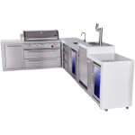 Mont Alpi Deluxe Series 12 Ft Propane Outdoor Kitchen Island w/ 32-in Grill, Side Burner, Beverage Center, Kamado Module & Triple Drawer - MAi400-D90BEVKAMDR - Image 4