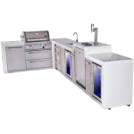 Mont Alpi Deluxe Series 13 1/2 Ft L-Shaped Natural Gas Outdoor Kitchen Island w/ 32-in Grill, Side Burner, Beverage Center, Kegerator, Fridge & Extra Door (Ships Propane w/ Conversion Kit) - Image 3