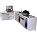 Mont Alpi Deluxe Series 13 1/2 Ft L-Shaped Natural Gas Outdoor Kitchen Island w/ 32-in Grill, Side Burner, Beverage Center, Kegerator, Kamado Module & Triple Drawer (Ships Propane w/ Conversion Kit) - Image 3