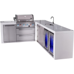 Mont Alpi Deluxe Series 9 1/2 Ft L-Shaped Natural Gas Outdoor Kitchen Island w/ 32-in Grill, Side Burner, Beverage Center, Fridge & Extra Door (Ships Propane w/ Conversion Kit) - Image 4