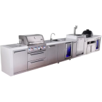 Mont Alpi Deluxe Series 19 Ft Propane Outdoor Kitchen Island w/ 32-in Grill, Side Burner, Beverage Center, Kegerator, Fridge, Kamado Module & Extra Door - MAi400-DKEGBEVFCKAMXL - Image 6