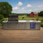 Mont Alpi Original Series 13 Ft Propane Outdoor Kitchen Island w/ 44-in Grill, Side Burner, Beverage Center & Extra Door - MAi805-BEVXL - Image 2