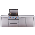 Mont Alpi Deluxe Series 7 Ft Natural Gas Outdoor Kitchen Island w/ 32-in Grill, Side Burner & Extra Door (Ships Propane w/ Conversion Kit) - Image 3