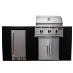 Coyote Key 6 Ft Outdoor Kitchen Island w/ SL-Series 30-in 2-Burner Built-In Natural Gas Grill, Insulated Jacket, Refrigerator & Access Door