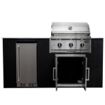 Coyote Key 6 Ft Outdoor Kitchen Island w/ SL-Series 30-in 2-Burner Built-In Natural Gas Grill, Insulated Jacket, Refrigerator & Access Door - Image 6