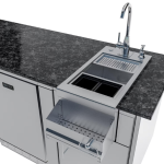 Sunstone Grills Savanna 16 Ft Outdoor Kitchen Island w/ Propane Grill & Side Burner, Sink, Refrigerator, Trash Bin, Door & Drawer - Image 9