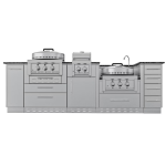 Sunstone Grills Tex-Cajun 9 Ft Outdoor Kitchen Island w/ Propane Grill & Side Burner, Door & Drawer