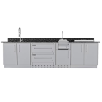 Sunstone Grills Galley 10 1/2 Ft Outdoor Kitchen Island w/ Sink, Door & Drawer