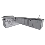 Sunstone Grills Rancher 11 Ft Outdoor Kitchen Island w/ Propane Grill & Side Burner, Sink, Refrigerator, Trash Bin, Door & Drawer - Image 4