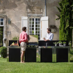 ENO 3 Burner Propane  Plancha Straight Outdoor Kitchen Island with Sink, Storage Shelves, Drawer, and Cleaning Kit